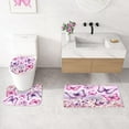 thumbnail image 4 of 4 Pcs Purple Butterfly Shower Curtain Set with Non-Slip Rugs, Modern Toilet Lid Cover and Bath Mat, Floral Chic Bathroom Decor Set with Shower Curtain and Rugs, 4 of 6