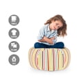 thumbnail image 2 of Geometrical Storage Toy Bag Chair, Illustration of Colorful Vertical Stripes Designed in Repeated Pattern, Stuffed Animal Organizer Washable Bag, Large Size, Ivory Multicolor, by Ambesonne, 2 of 3