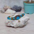 thumbnail image 3 of Round Glass Bead Cat's Eye Cabochon Braided Dyed Leather Bracelet - Womens Fashion Handmade Jewelry Boho Accessories, 3 of 3