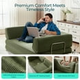 thumbnail image 3 of Linsy Home 80" Corduroy Cloud Futon Couch Bed, 4-in-1 Convertible Sleeper Sofa Bed with Fixed Frame, No Assembly Required, Green, 3 of 11