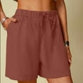 thumbnail image 2 of Women's Linen Shorts Casual Summer Shorts High Waisted Comfy Pull On Shorts with Pockets on Clearance, 2 of 6
