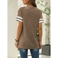 thumbnail image 6 of TEMOFON Color Block T Shirt for Womens Short Sleeve Top Casual Tunic Tops Crew Neck Striped Shirts Khaki Tee 2025, 6 of 6