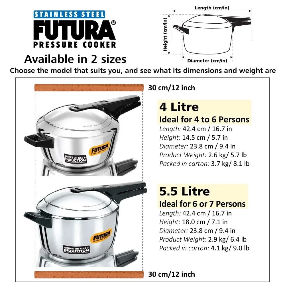 Hawkins Futura Inner Lid Stainless Steel Induction Compatible Pan Cooker Silver
