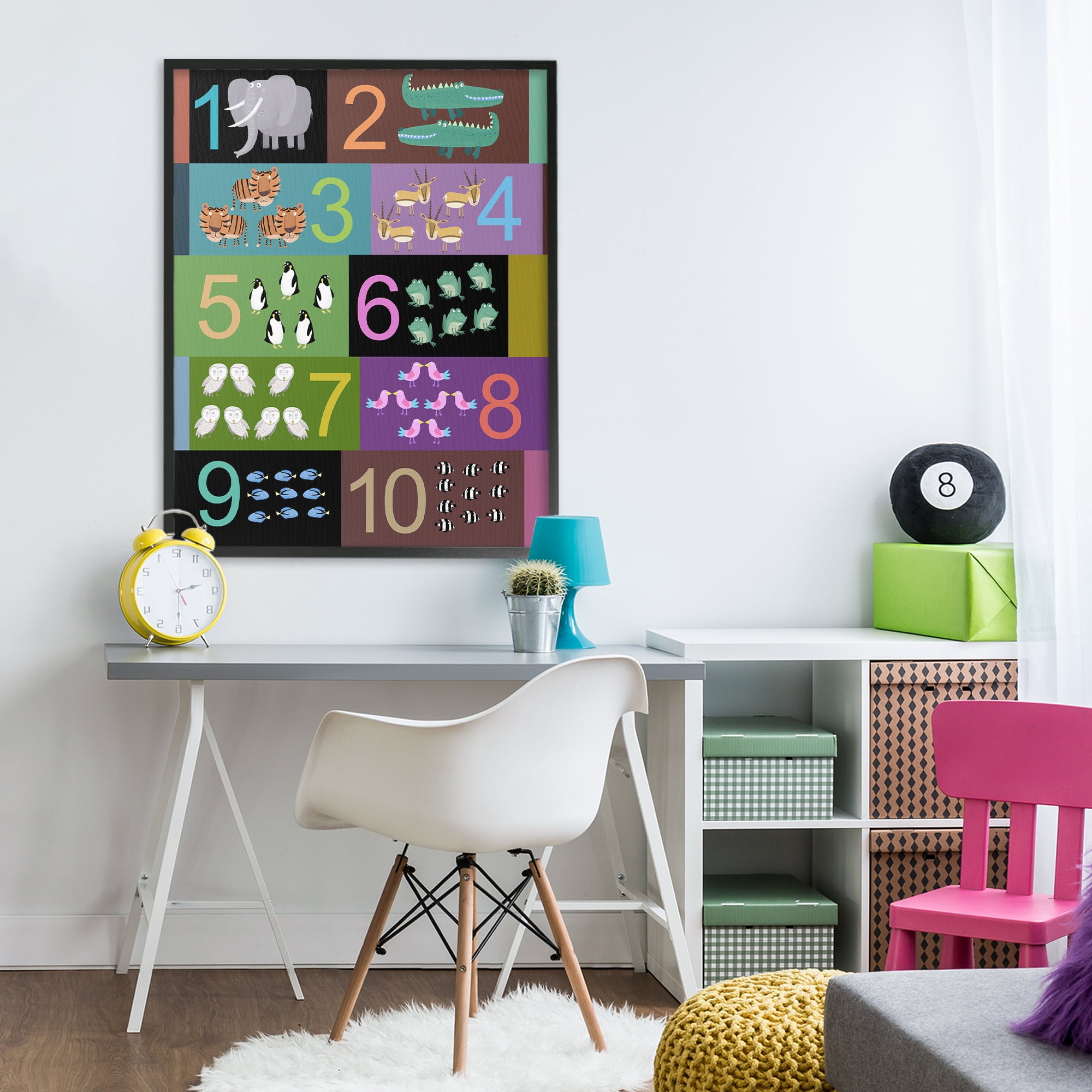 Blocked Kid's Educational Counting Black Framed Giclee Art, design by Carla Daly