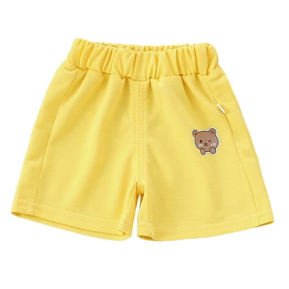 Akiihool Boys Cotton Shorts Boys Flat Front Performance Stretch Short (Yellow,6-12 Months)