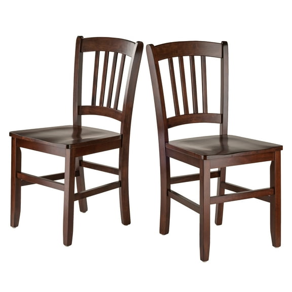 Contemporary Home Living Set of 2 Walnut Color Slat Back Design Wood Chair 34.5"