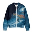 thumbnail image 4 of COEQINE Womens Cropped Bomber Jacket Zip Up Long Sleeve Motorcycle Jackets Stand Collar Cropped Bomber Coat Slouchy Shackets Sweatshirts Winter Coats, X-Large, Sea Turtle Lightning Blue, 4 of 7