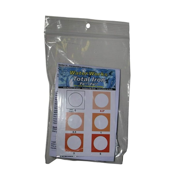 Industrial Test Systems WaterWorks 481623-V Total Iron Visual Test, 3 Minute Test Time, 0-5mg/L Range (Bottle of 50)