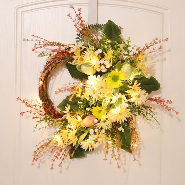 Grande de Margaritas de 50cm para Puerta de Pascua con de Simución de Huevo Ligero para en Dentera, Decoració Amarillo perfecl corona de pascua