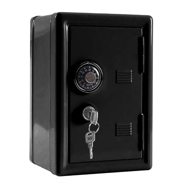 7.1x4.7x3.9in Metal Money Safe - Dual Lock Savings Box with Key & Password (Birthday/Christmas Gift)