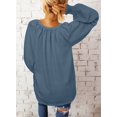 thumbnail image 2 of Blusa de chifón con cuello en V y manga larga Dokotoo para mujer, gris y azul, 2 of 5