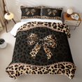 thumbnail image 2 of spefrowx Sparkle Cheetah Print Bow Twin Quilt Set for Women, Brown Black Rhinestone Twin Coverlet Set, 2-Piece, 2 of 7
