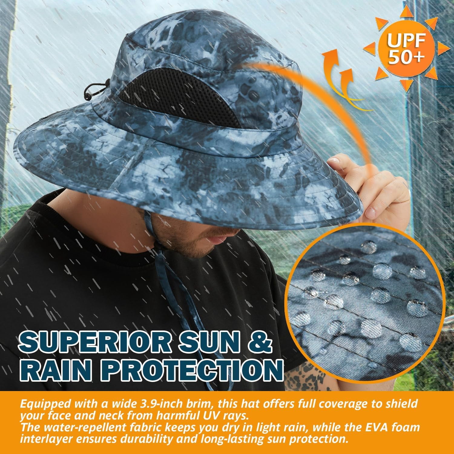Chapeau De Soleil Pliable Pour Femme - Large Bord 11.5cm - Protection UV 50+ - Avec Mentonnière - Pour Plage, Jardinage - 9