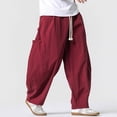 thumbnail image 6 of SAWOBUUN Mens Casual Barrel Pants Wide Leg Elastic Waist Drawstring Loose Fit Trousers Casual Summer Streetwear with Side Pockets, 6 of 6