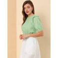 thumbnail image 4 of Blusa de manga corta Allegra K Día De San Patricio con Hombros Descubiertos y volantes sin cuello con volantes En la espalda para Mujer Verde S, 4 of 6