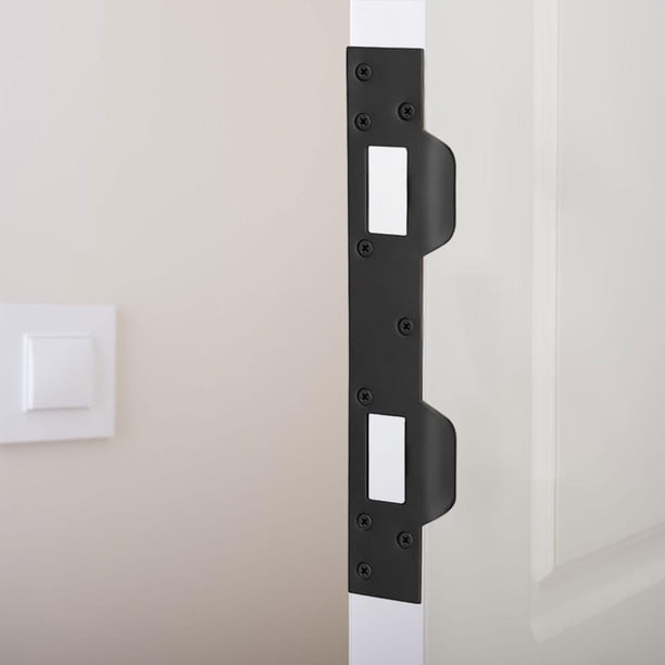 Accesorios de placa de cierre de puerta de seguridad para centro de orificio de 5-1/2 a 6 pulgadas, fácil instalación, herrajes de puerta resistentes, Negro Macarena Placa de cierre de puerta