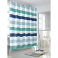 thumbnail image 3 of Shower Curtain Waterproof for Bathroom 72x72 Inch, Teal Blue Green Stripes Bath Curtain for Bath Stalls and Tub White Classic Striped Decorative Shower Curtains with Hooks, 3 of 8