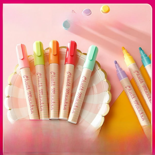 Juego de rotuladores líquidos en polvo de 8 colores para estudiantes, color macaron, que se pueden limpiar con un resaltador de vidrio soluble en agua