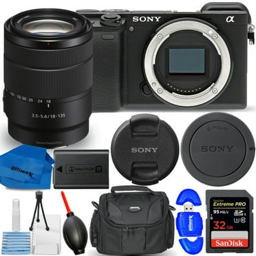 Sony Alpha a6400 Mirrorless Digital Camera with 18-135mm Lens   SanDisk 64GB Extreme PRO, Medium Gadget Bag/Case & Much More (7PC Bundle)