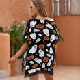 thumbnail image 5 of Black Halloween Background with Pumpkin Women's Swimsuit Coverup Summer Beach Cover Up Bathing Suit Dress, 5 of 6