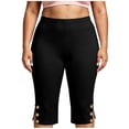 thumbnail image 2 of Plus Size Capris Pants for Women with Side Button Slits Yoga Workout High Waisted Stretch Soft Capri Leggings (2XL, Black), 2 of 7