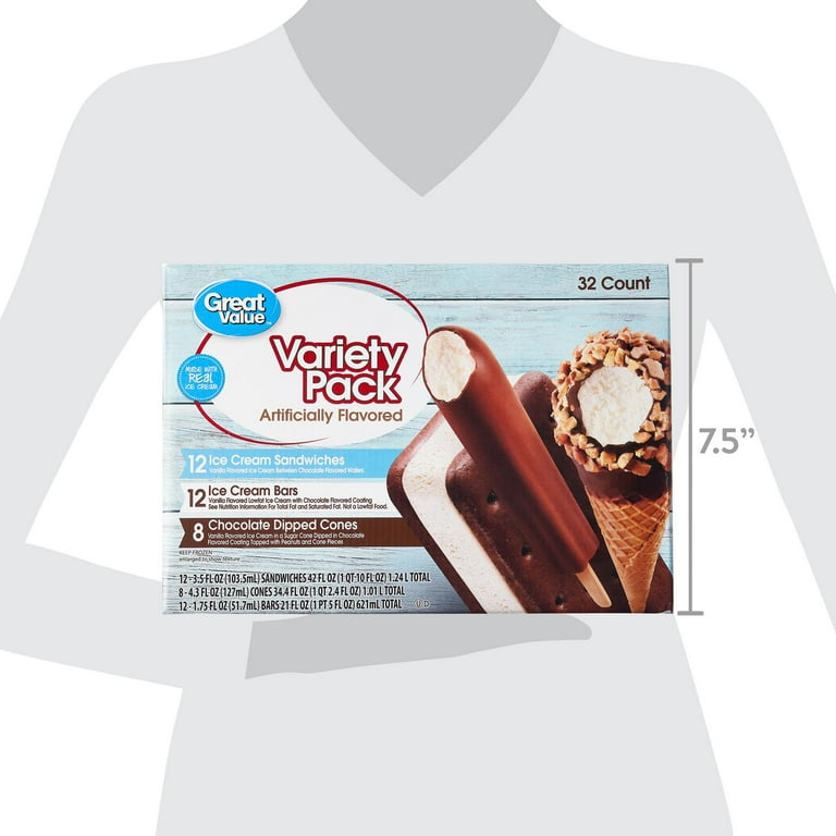 Great Value Ice Cream Variety Pack, 32 Count 