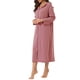 thumbnail image 4 of INSPIRE CHIC Bata de Noche con Cremallera para Mujeres, Bata Larga de Manga Larga con Capucha, Ropa de Casa con Bolsillos, Talla M, Rosa Oscuro, 4 of 6