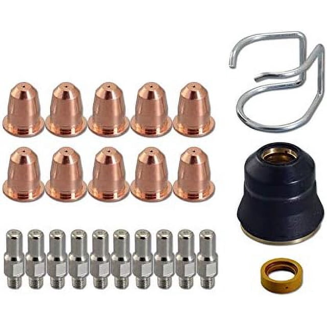Dinheiro 23 piezas Electrodo de plasma PR0110 Boquilla 0,8 PD0116-08 Protector de corte PC0116 Difusor PE0106 Guía espaciadora CV0010 Consumibles para antorcha S45