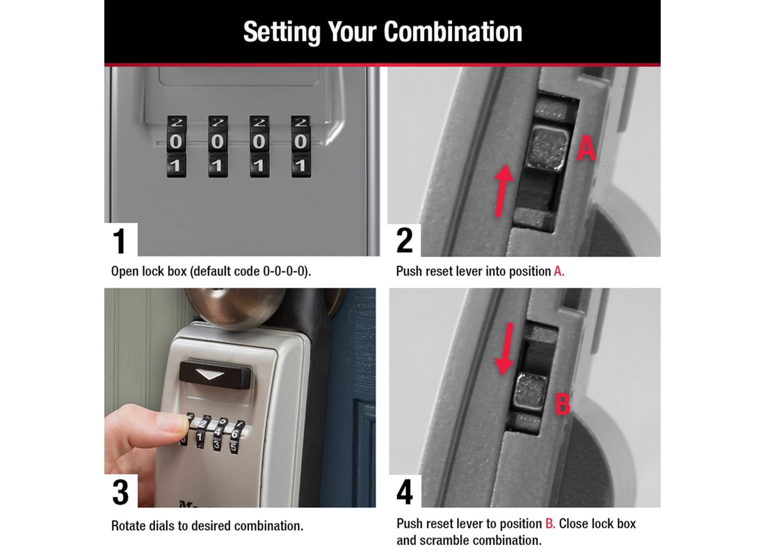 Master Lock Metal 2-7/8" 4-Dial Combination Lock Box, 1 Pack, 5420EC
