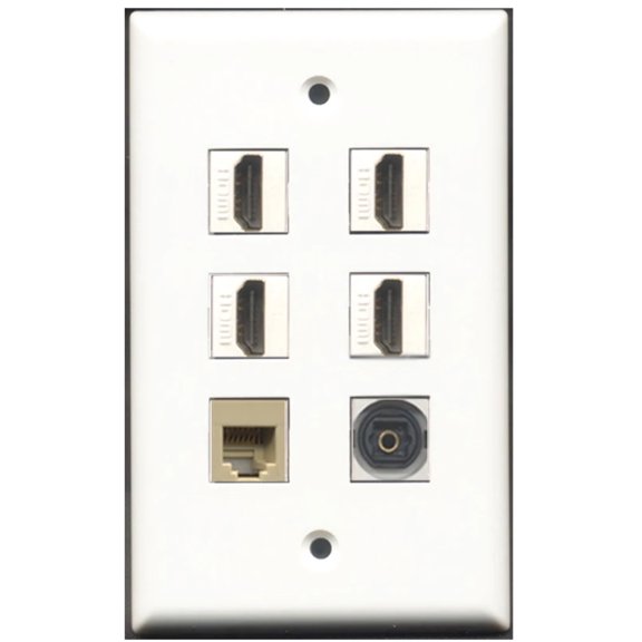 Ultra Spec Cables 4 Port HDMI 1 Phone RJ11 RJ12 Beige 1 Toslink Wall Plate