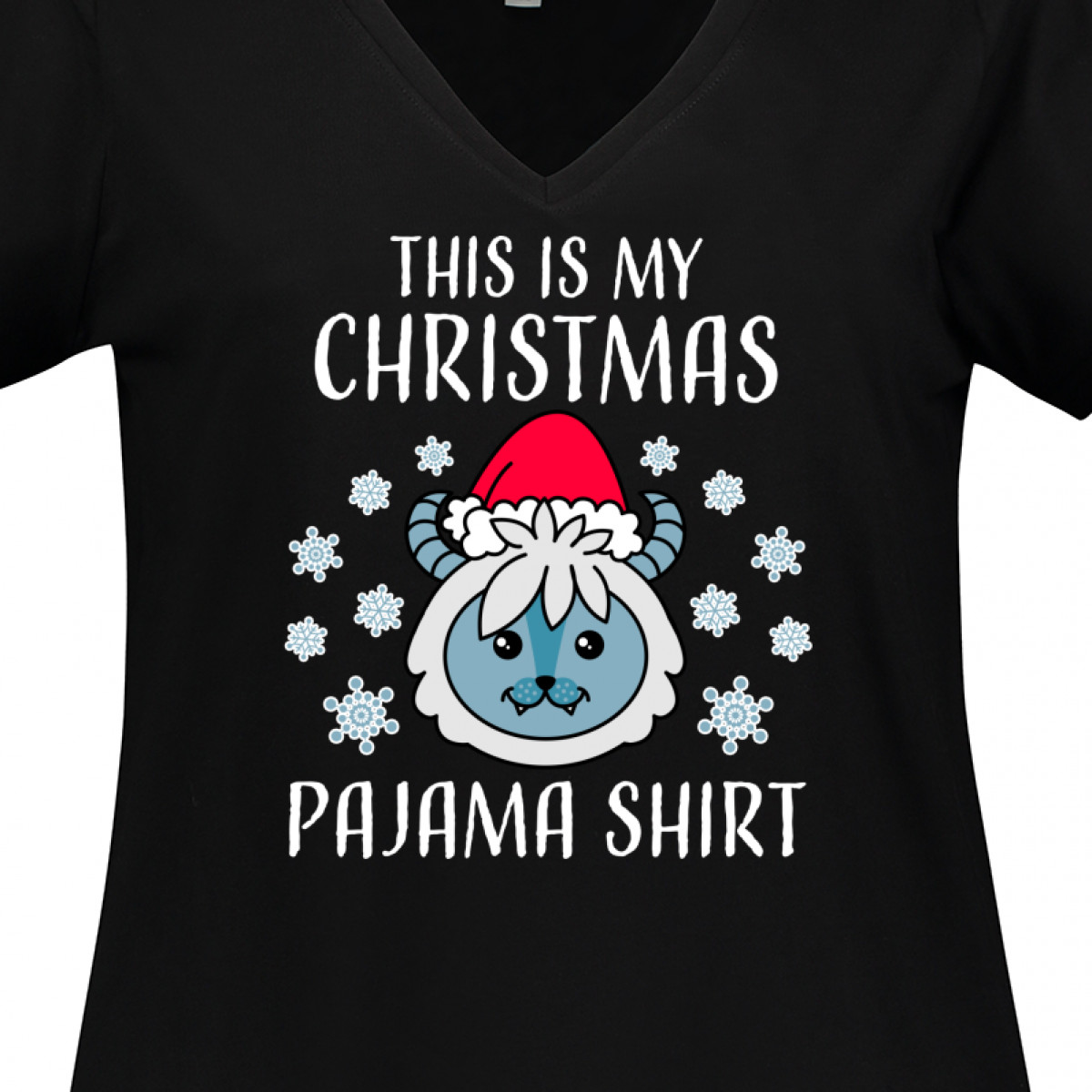 Inktastic This is My Christmas Pajama Shirt with Snow Monster Women's Plus Size V-Neck T-Shirt - image 3 of 4