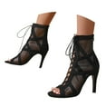 thumbnail image 2 of Women's Mesh Sandals Peep Toe High Top Sandals Lace Up Summer Boots Buckle Strap Party Sexy Pump Shoes Open toe, 2 of 9