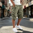 thumbnail image 7 of Summer Men Camouflage 3/4 Length Cargo Shorts Relaxed Fit Multi Pocket Casual Outdoor Capri Pants Green 2XL, 7 of 7