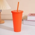 thumbnail image 1 of Assorted solid color reusable 710ml 24oz plastic cup cold cup coloured cup takeaway straw cup glasses with straw and lid, 1 of 5
