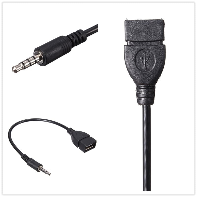 Faithtur 3.5 mm Male AUX Audio Plug To USB 2.0 Female Converter Cable