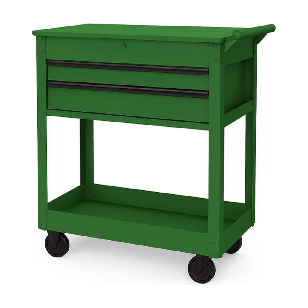 Hyper Tough 28-Inch Steel Tool Cart with Drawer, 500 lb Load Capacity, Green Powder-Coated