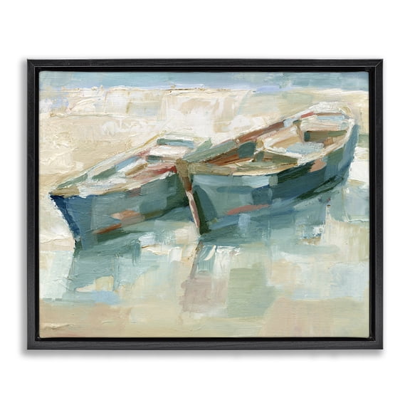 Stupell Industries Contemporary Boat Duo on Shore Black Floating Frame Canvas Art, 21 x 17, by Ethan Harper