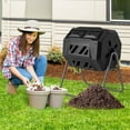 thumbnail image 4 of Costway 42-Gal Compost Bin Dual Chamber Composting Tumbler with 2 Sliding Doors Metal Frame Black, 4 of 10
