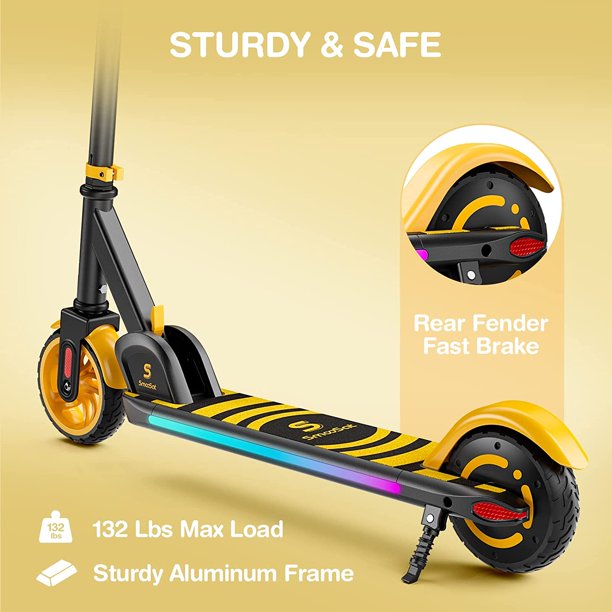 SmooSat Foldable Electric Scooter for Kids with Wireless Speaker, Colorful LED Lights and Display, 3 Speeds 5/8/10 MPH Adjustable Height E-Scooter, Ideal Gift for Kids Age 8+ - Walmart.com