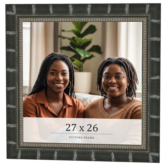 27x26 Frame Black Bamboo Solid Wood Picture Frame Width 1.5 Inches | Interior Frame Depth 0.5