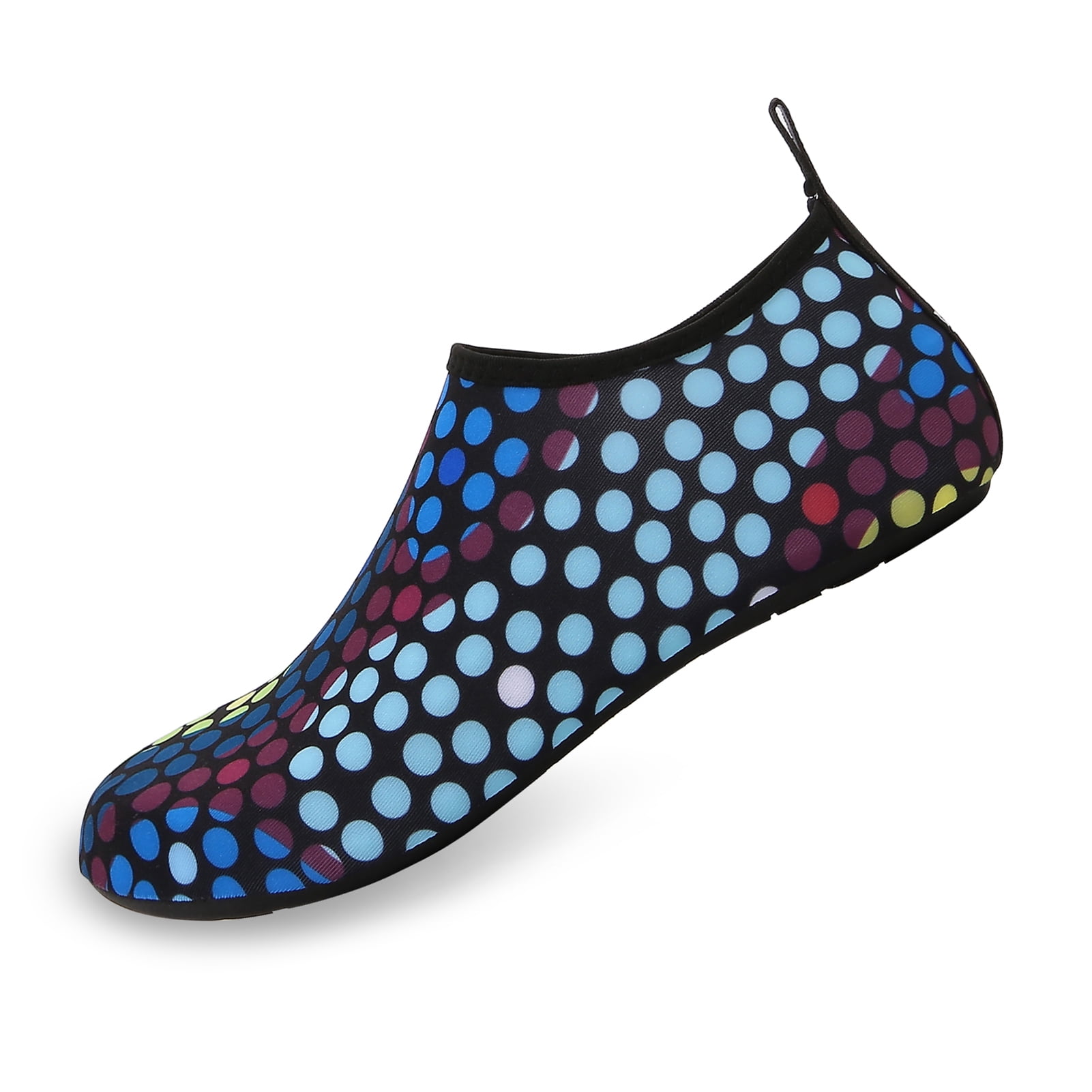Men and Women a Slip On Barefoot Quick-Dry Beach Aqua Yoga Water Shoes (Multi Dot/Black, 5.5-6.5 Women/5-5.5 Men)