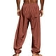 thumbnail image 5 of Pantalones largos de poliéster para hombre, informales, lisos, rectos, con cordón, con bolsillo y cintura elástica, 5 of 7