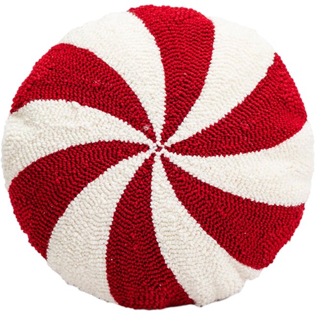 Almohada de bastón de caramelo, adornos navideños de bastón de caramelo, lindas almohadas, almohada de menta, almohada navideña con forma de bastón de caramelo, decoración navideña roja y blanca para