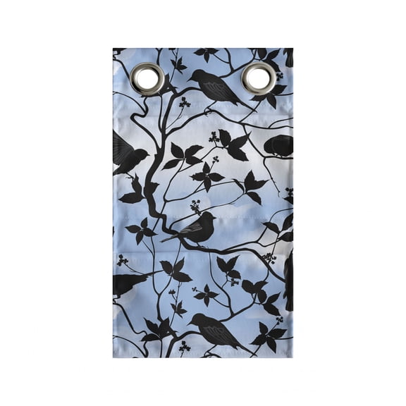 Birds Hanging Pocket Organizer, Silhouettes of Hummingbirds Flying Crows on Tree Branches Swallow, Printed Polyester Storage Bag with Pockets, 9" x 27", Pale Azure Blue and Black