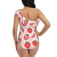 thumbnail image 5 of Rateoe Strawberry Pattern Women One Piece Swimsuits Tummy Control One Shoulder Bathing Suits Ruffle Swimwear-, 5 of 6