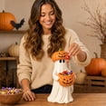 thumbnail image 7 of Ceramic Ghost Statue with Pumpkin Candy Bowl Detachable Lid Halloween Desktop Ornament Holiday Gift Virelaxpo, 7 of 7
