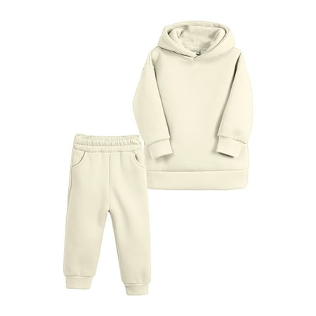 

JDEFEG Toddler Fall Outfits Boy Kids Toddler Baby Girls Boys Autumn Winter Warm Thick Solid Cotton Long Sleeve Fleece Lined Tops Hooded Hoodie Pants Sweatshirt Set Clothes Baby Star Outfit E 130