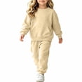thumbnail image 4 of XAOFW Girl Outfits Long Sleeve Solid Color Sweatshirt Jogger Sweatpants Little Girls Fall Winter Cozy Clothes Sets 10-11 Years, 4 of 9