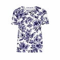 thumbnail image 4 of Fartey Women's Vintage Flowers Shirts Casual Boho Floral Printed Short Sleeve T-Shirts Summer Crew Neck Tunic Tops Plus Size Vacation Tees Multicolor XXXXXL, 4 of 5