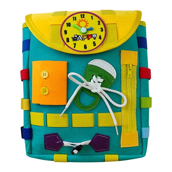 Hovmgk Early Childhood Education Busy Board Backpack, Sensory Learning Toy Backpack for Toddlers, Activity Backpack with Zippers, Buckles & Buttons,Ideal for Developing Motor Skills for 1-3 Year Olds